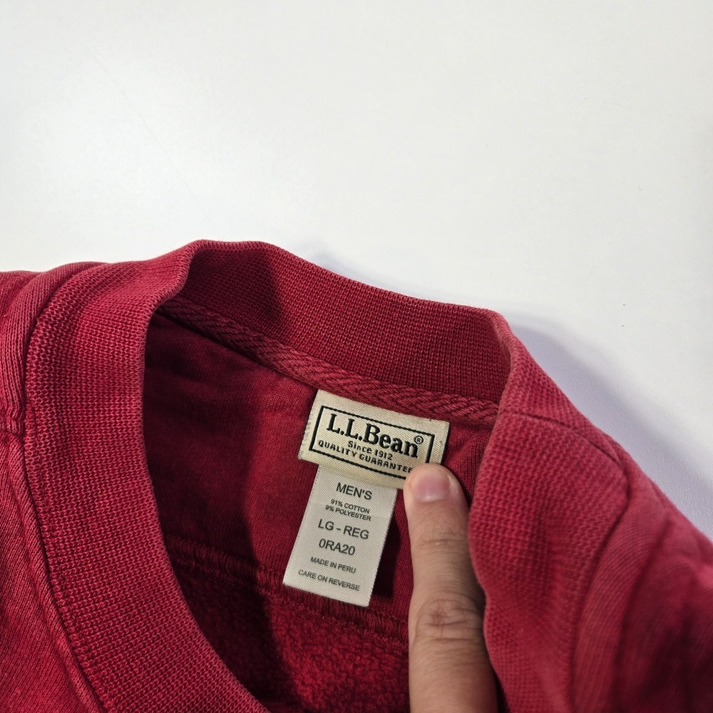 Vintage LL Bean Sweatshirt Mens Large Red Crew Neck Spellout Embroidered 1912 - Picture 7 of 8